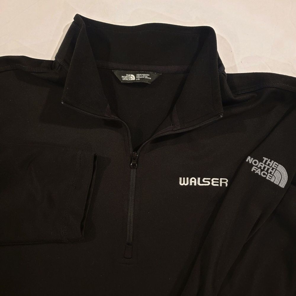 The North Face 1/4 Zip Sleeve Patch Wasler Auto Campus Pullover Black Mens L